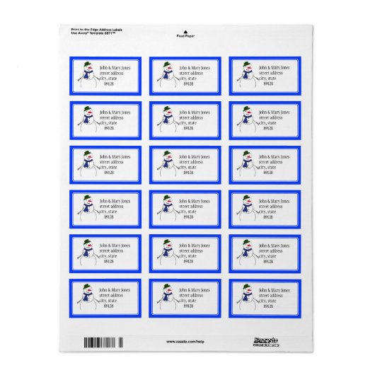 Cartoon Snowman Little Flirty Boy Etiket (Full Sheet)