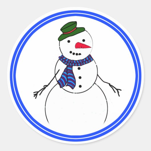 Cartoon Snowman Little Flirty Boy Ronde Sticker (Voorkant)