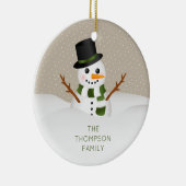 Cartoon Snowman met  naam Kerstmis Keramisch Ornament (Rechts)