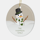 Cartoon Snowman met  naam Kerstmis Keramisch Ornament (Links)