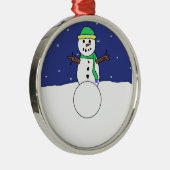 Cartoon Snowman Metalen Ornament (Rechts)