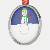 Cartoon Snowman Metalen Ornament (Links)