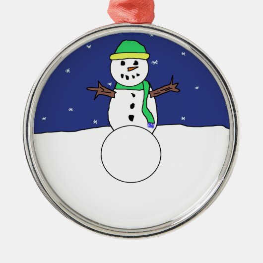 Cartoon Snowman Metalen Ornament (Voorkant)