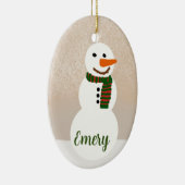 Cartoon Snowman ( naam) Keramisch Ornament (Rechts)