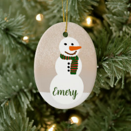 Cartoon Snowman ( naam) Keramisch Ornament