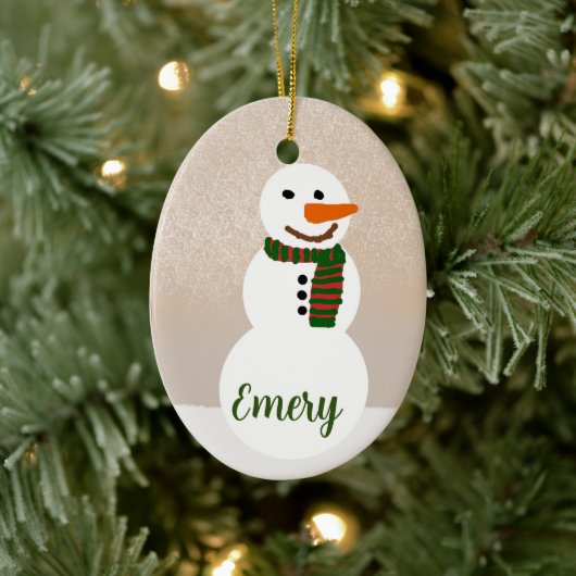Cartoon Snowman ( naam) Keramisch Ornament (Boom)