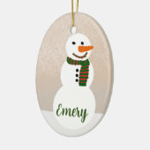 Cartoon Snowman ( naam) Keramisch Ornament (Links)