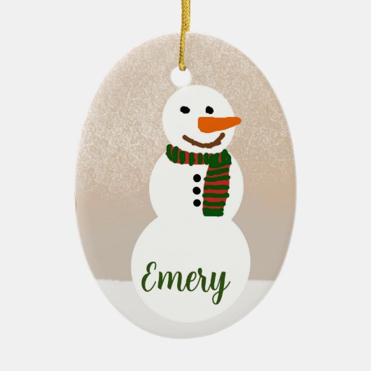 Cartoon Snowman ( naam) Keramisch Ornament (Voorkant)