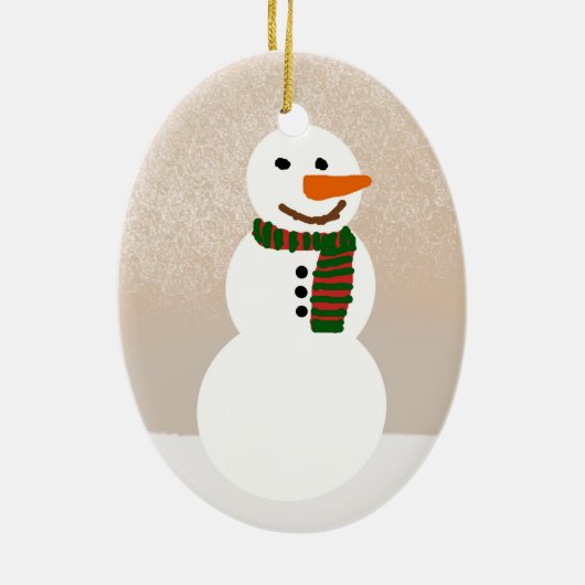Cartoon Snowman ( naam) Keramisch Ornament (Achterkant)
