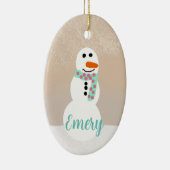 Cartoon Snowman ( naam) Keramisch Ornament (Rechts)