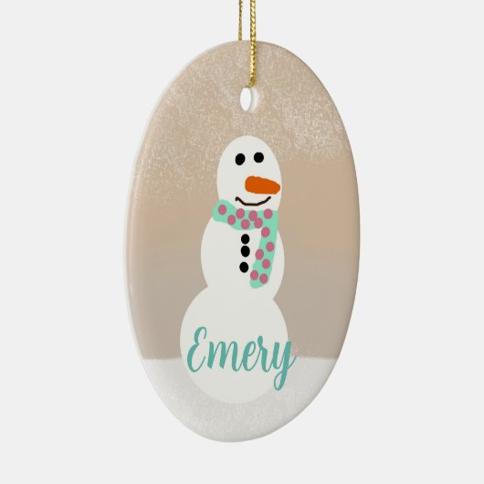 Cartoon Snowman ( naam) Keramisch Ornament (Rechts)