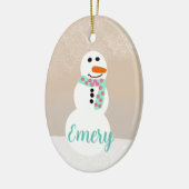Cartoon Snowman ( naam) Keramisch Ornament (Links)