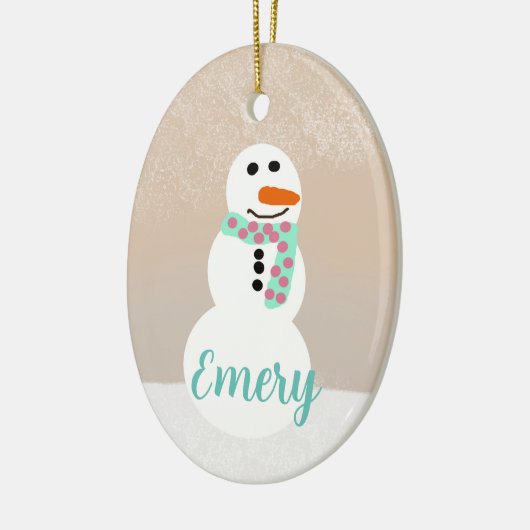 Cartoon Snowman ( naam) Keramisch Ornament (Links)