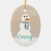 Cartoon Snowman ( naam) Keramisch Ornament (Voorkant)