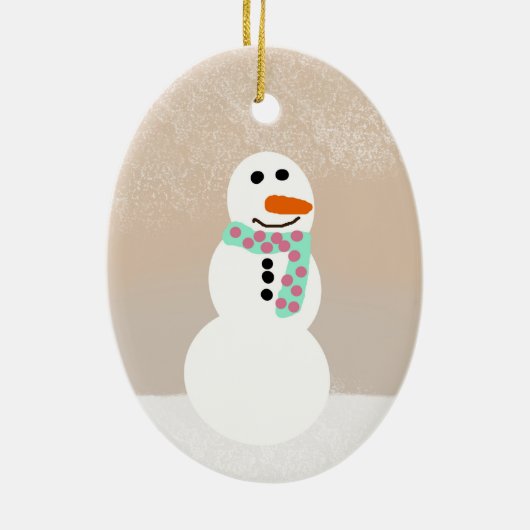 Cartoon Snowman ( naam) Keramisch Ornament (Achterkant)