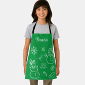 Cartoon Snowman Snowflakes: Kerstwinter Schort (Insitu)