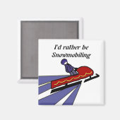 Cartoon Snowmobile met Gezegde Magneet (Voorkant / Achterkant)