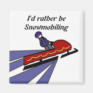 Cartoon Snowmobile met Gezegde Magneet
