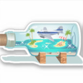 Cartoon Souvenir fles Sticker (Voorkant)