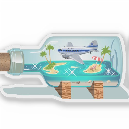 Cartoon Souvenir fles Sticker (Voorkant)