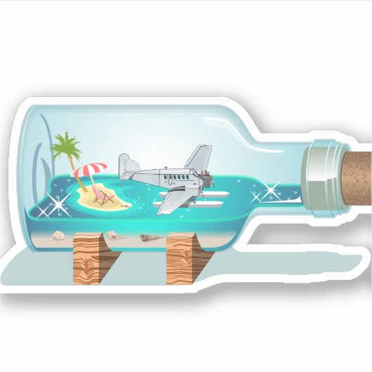 Cartoon Souvenir fles Sticker (Voorkant)