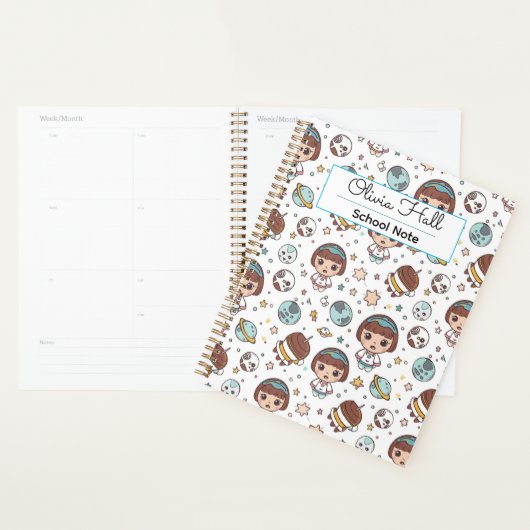 Cartoon Space Back to School Supplies Teachers  Planner (Display)