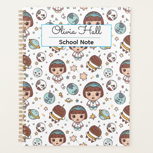 Cartoon Space Back to School Supplies Teachers  Planner (Voorkant)