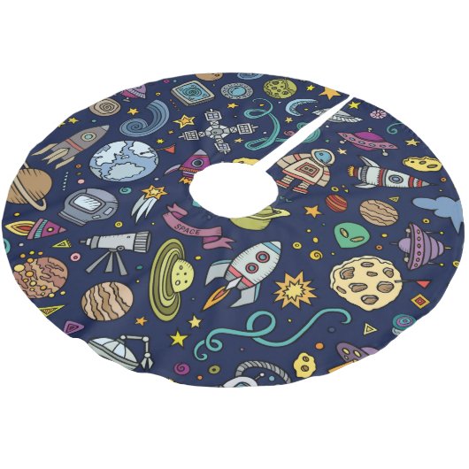 Cartoon Space Explorer Birthday Kinder Theme Kerstboom Rok (Gekanteld)