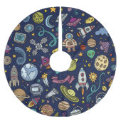 Cartoon Space Explorer Birthday Kinder Theme Kerstboom Rok (Voorkant)