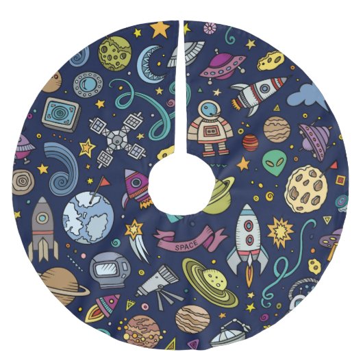 Cartoon Space Explorer Birthday Kinder Theme Kerstboom Rok (Voorkant)