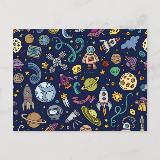 Cartoon Space Explorer Verjaardag Kinder thema Briefkaart (Voorkant)