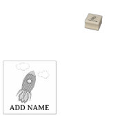 Cartoon Space Rocket Aangepaste naam Rubberstempel (Gestempeld)