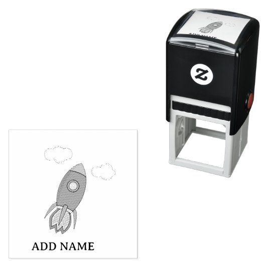 Cartoon Space Rocket Aangepaste naam Zelfinktende Stempel (In situ)