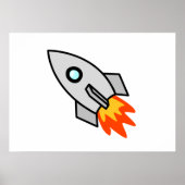 Cartoon Space Rocket Poster (Voorkant)