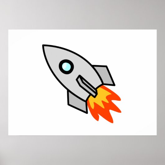 Cartoon Space Rocket Poster (Voorkant)