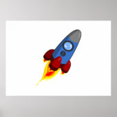 Cartoon Space Rocket Poster (Voorkant)