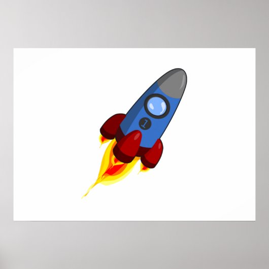 Cartoon Space Rocket Poster (Voorkant)