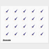 Cartoon Space Rocket Ronde Sticker (Vel)