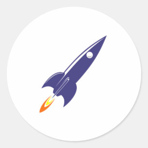 Cartoon Space Rocket Ronde Sticker