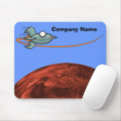 Cartoon Space Ship Alien Planet Muismat (Met muis)