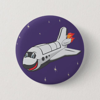 Cartoon Space Shuttle Ronde Button 5,7 Cm
