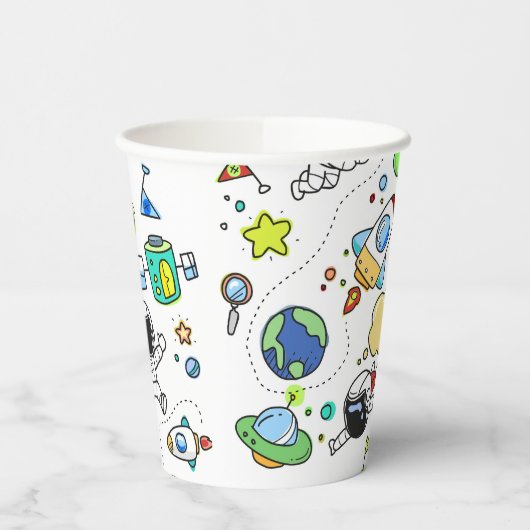 Cartoon Space Theme Papieren Bekers (Links)