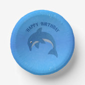 Cartoon Sparkle blauw Witte Verjaardags Dolfijn Papieren Kommen (Voorkant)