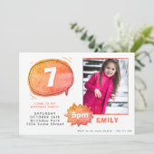 Cartoon Speech Bubble Foto Girl Birthday Kaart (Staand voorkant)