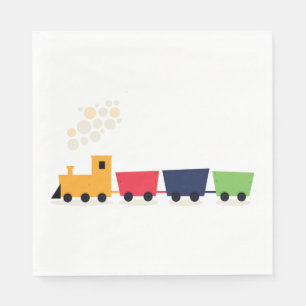 Cartoon speelgoed trein stoomlocomotief servet