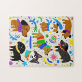 Cartoon speelse puppies legpuzzel (Horizontaal)
