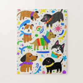 Cartoon speelse puppies legpuzzel