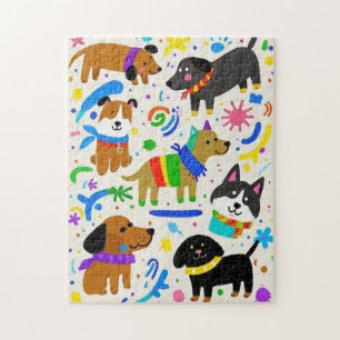 Cartoon speelse puppies legpuzzel