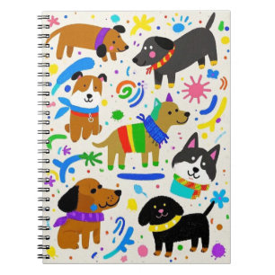 Cartoon speelse puppies notitieboek