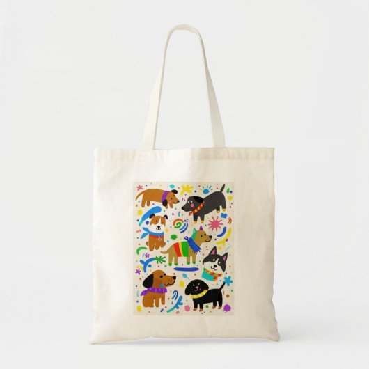 Cartoon speelse puppies tote bag (Voorkant)